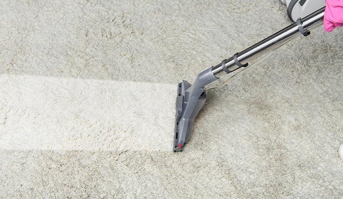 Professional worker recoloring faded carpet