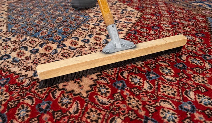 rug cleaning with broom brush