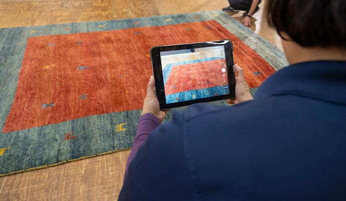 inspecting rug with smart device